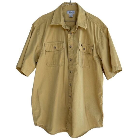 Carhartt Button Down Shirt Short Sleeve 2 Pocket Mens Size Large Tall - Picture 1 of 7